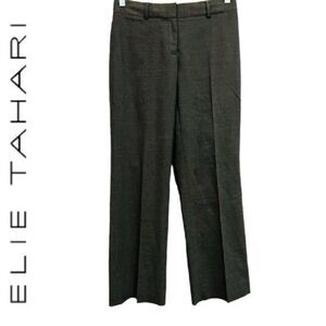 Elie Tahari Womens Brown Virgin Wool Straight Leg Trousers Dress Pants Size 4